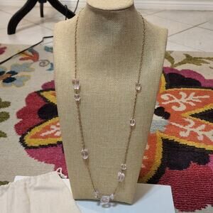J.CREW pink‎ jeweled long necklace